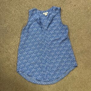 Faith and Joy Blue Patterned Sleeveless Blouse